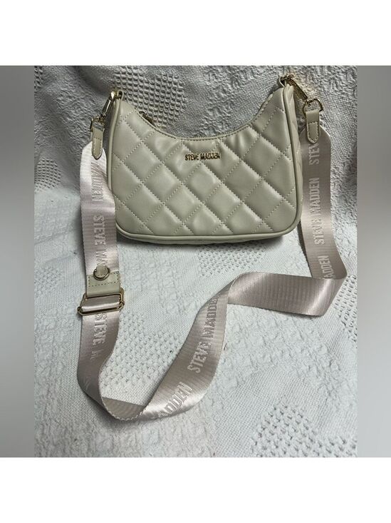 Steve Madden Handbags - Steve Madden Cream and Gold Crossbody Purse Half Moon Shape
